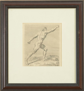 FRANÇOIS PERRIER (c.1590-c.1650): MALE NUDE FROM BEHIND; AND MALE NUDE LUNGING, FROM THE SEGMENTA