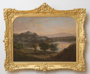 HENRY ARY (1802-1859): VIEW OF MOUNT MERINO AND SOUTH BAY, HUDSON, NY, AUTUMN TWILIGHT