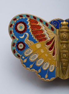 FINE AND RARE SWISS GOLD AND MULTI-COLORED ENAMEL BUTTERFLY MUSIC BOX, GENEVA, BY PIGUET AND MEYLAN, C.1830