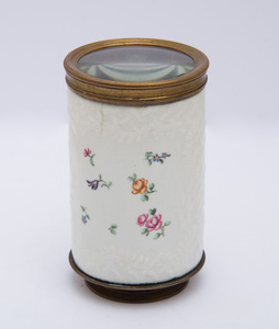 BRASS-MOUNTED ENAMEL COLLAPSIBLE SPY GLASS, PROBABLY ENGLISH