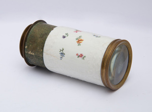 BRASS-MOUNTED ENAMEL COLLAPSIBLE SPY GLASS, PROBABLY ENGLISH