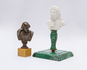BUST PORTRAIT OF SHAKESPEARE AND A BUST OF MOLIERE