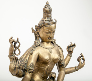 Asian Brass Figure of a Multi-Armed Female Deity