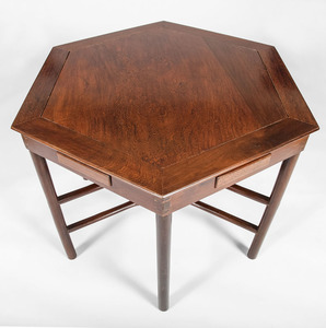 Modern Chinese Figured Wood Paneled Octagonal-Top Low Table