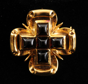 14k Yellow Gold and Garnet Replica of a Spanish Cross, by The Metropolitan Museum