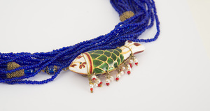 Three Indian Style Glass Beaded Necklaces, with Fish Charms