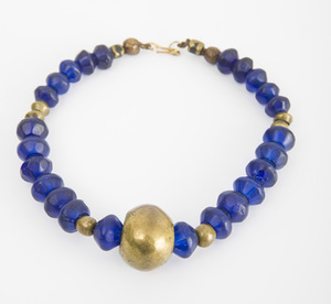 Gilt-Metal and Glass Beaded Necklace, a Gilt-Metal, Simulated Lapis Lazuli and Beaded Necklace, a Gilt-Metal and Colored Beaded Neck...