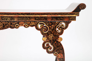 Chinese Black Lacquer, Polychrome and Parcel-Gilt Console, Modern