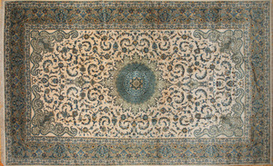 Wool Ivory-Ground Carpet, Signed, Modern
