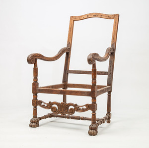 Italian Baroque Style Carved Walnut Armchair Frame