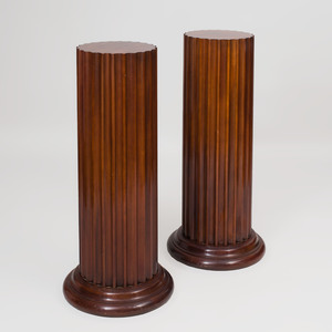 Pair of George III Style Mahogany Fluted Columns