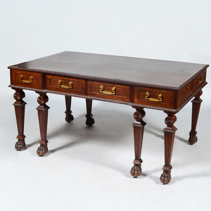 George III Style Carved Oak Writing Desk 