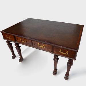 George III Style Carved Oak Writing Desk 