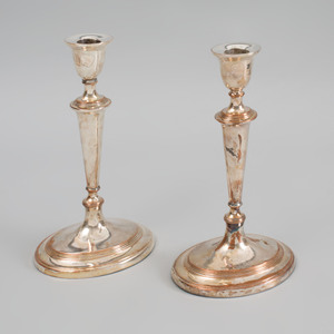 Pair of George III Sheffield Plate Two-Light Candelabra