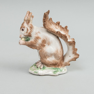 English Porcelain Model of a Squirrel Eating a Nut