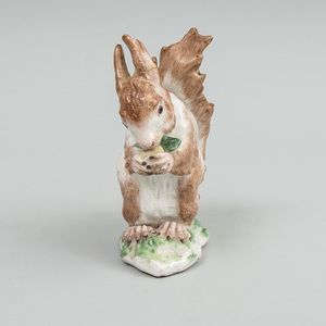English Porcelain Model of a Squirrel Eating a Nut