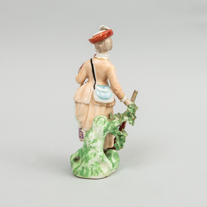 Derby Porcelain Figure of a Lady Hunter with Shot Gun and Holding a Pheasant
