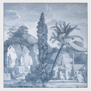 John Rosselli Painted Grisaille Wallpaper Panel, in the Manner of Dufour