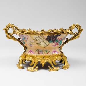Gilt-Bronze-Mounted Chinese Crackle Glazed Porcelain Bowl