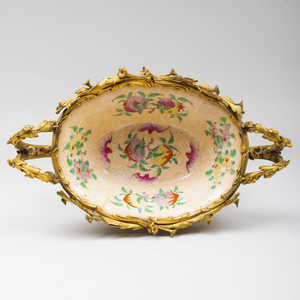 Gilt-Bronze-Mounted Chinese Crackle Glazed Porcelain Bowl