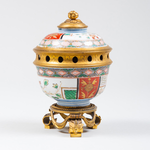 Gilt-Bronze-Mounted Japanese Porcelain Potpourri Vase and Cover