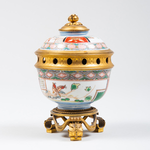 Gilt-Bronze-Mounted Japanese Porcelain Potpourri Vase and Cover