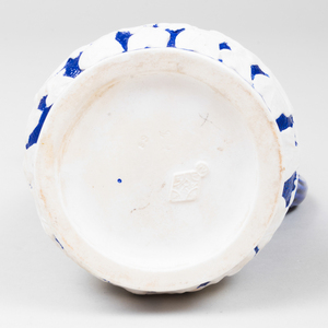 English Cobalt Ground Porcelain Jug and a Potpourri Vase