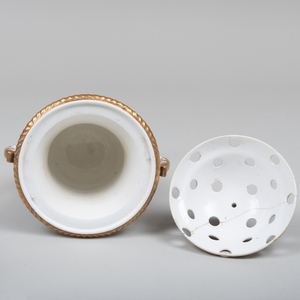 English Cobalt Ground Porcelain Jug and a Potpourri Vase