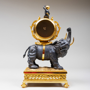 Italian Patinated and Gilt-Metal Elephant Clock, of Recent Manufacture 