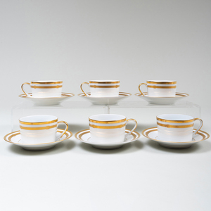 Set of Six Dior Porecelain Tea Cups and Saucers