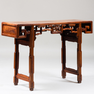 Chinese Hardwood and Burlwood Altar Table