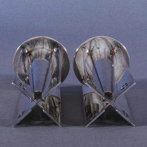Pair of Swid Powell Modernist Silver Plate Vases