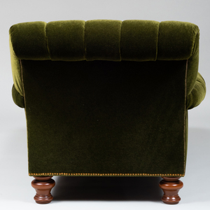 Pair of Green Mohair Tufted Upholstered Chaise Lounges