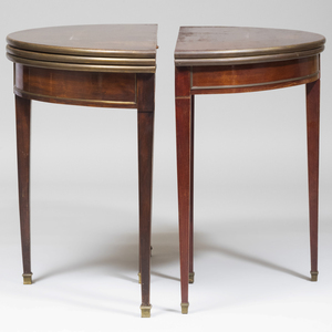 Two Directoire Brass-Mounted Mahogany Games Tables