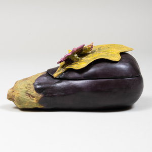 Mary Kirk Kelly Porcelain Eggplant Form Box and Cover