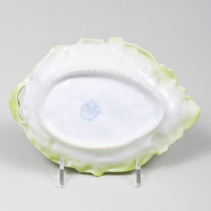 Italian Trompe L'Oeil Porcelain Plate and Two Bavarian Leaf Dishes