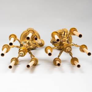 Pair of Louis XVI Style Gilt-Bronze Six-Light Candelabra