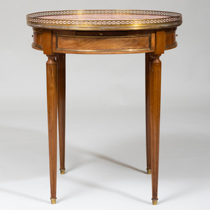 Louis XVI Style Provincial Brass-Inlaid Mahogany Bouillotte Table