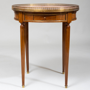 Louis XVI Style Provincial Brass-Inlaid Mahogany Bouillotte Table