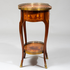 Louis XV/XVI Style Brass-Mounted Kingwood and Tulipwood Marquetry Table à Écrire