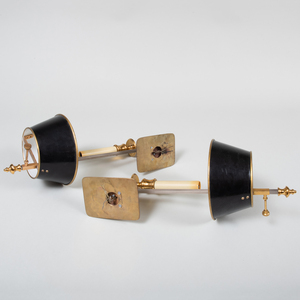 Pair of Brass Sconces with Tôle Shades