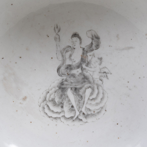 Chinese Export En Grisaille Porcelain 'Mythological' Punch Bowl