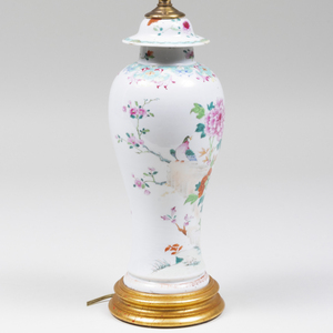 Chinese Export Famille Rose Jar and Cover Mounted as a Lamp