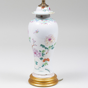 Chinese Export Famille Rose Jar and Cover Mounted as a Lamp