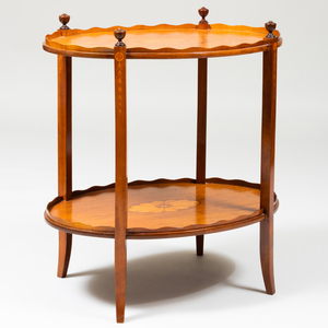 Edwardian Inlaid Satinwood Oval End Table
