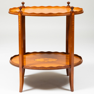 Edwardian Inlaid Satinwood Oval End Table