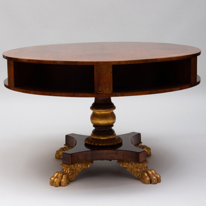 Fine George IV Brass-Inlaid Rosewood and Parcel-Gilt Library Table