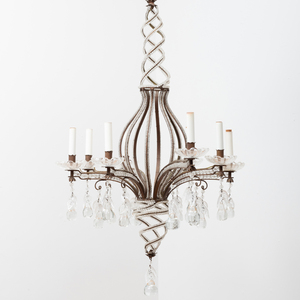 Modern Italian Beaded Glass Eight Light Chandelier