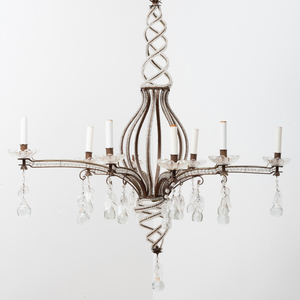Modern Italian Beaded Glass Eight Light Chandelier