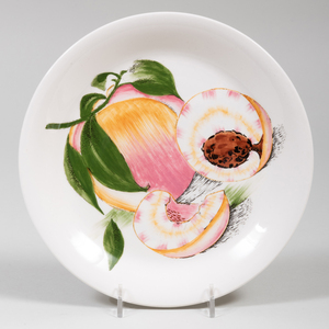 Set of Nine Clarice Cliff Porcelain Dessert Plates Decorated with Fruit 